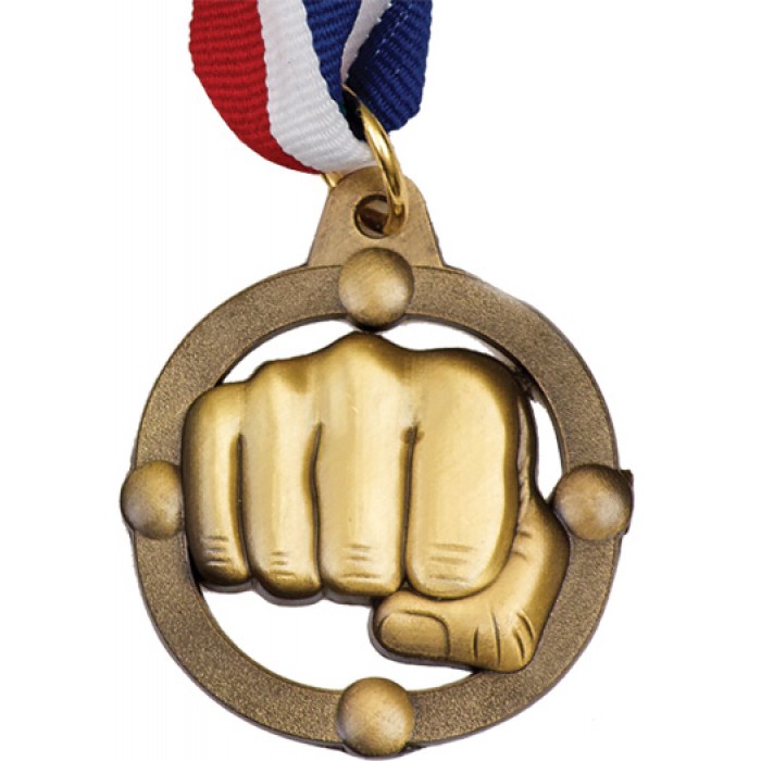 45MM MARTIAL ARTS MEDAL WITH RED/WHITE/BLUE RIBBON